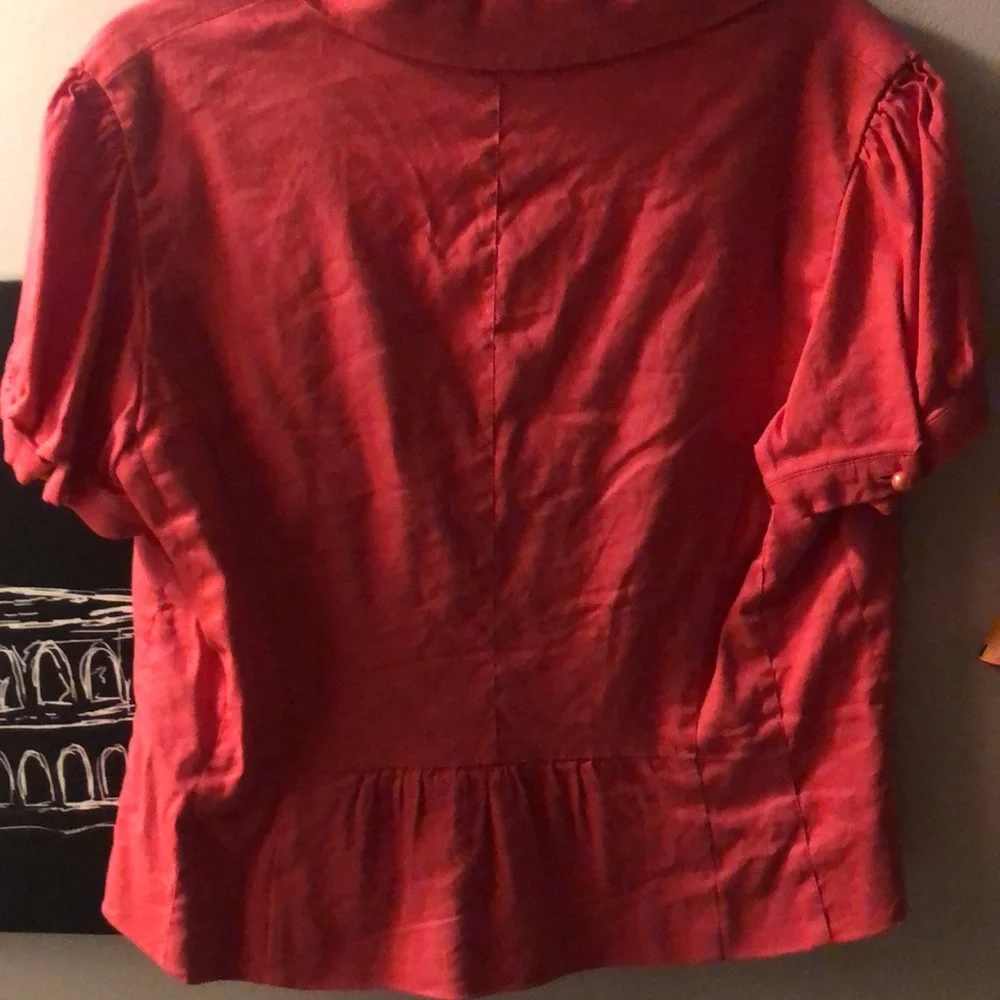 Ilusion Red-Orange Linen Blend Jacket - Picture 7 of 12